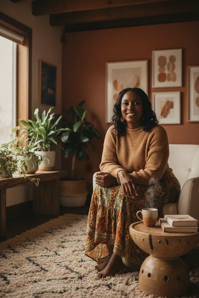 Therapist sitting in chair smiling