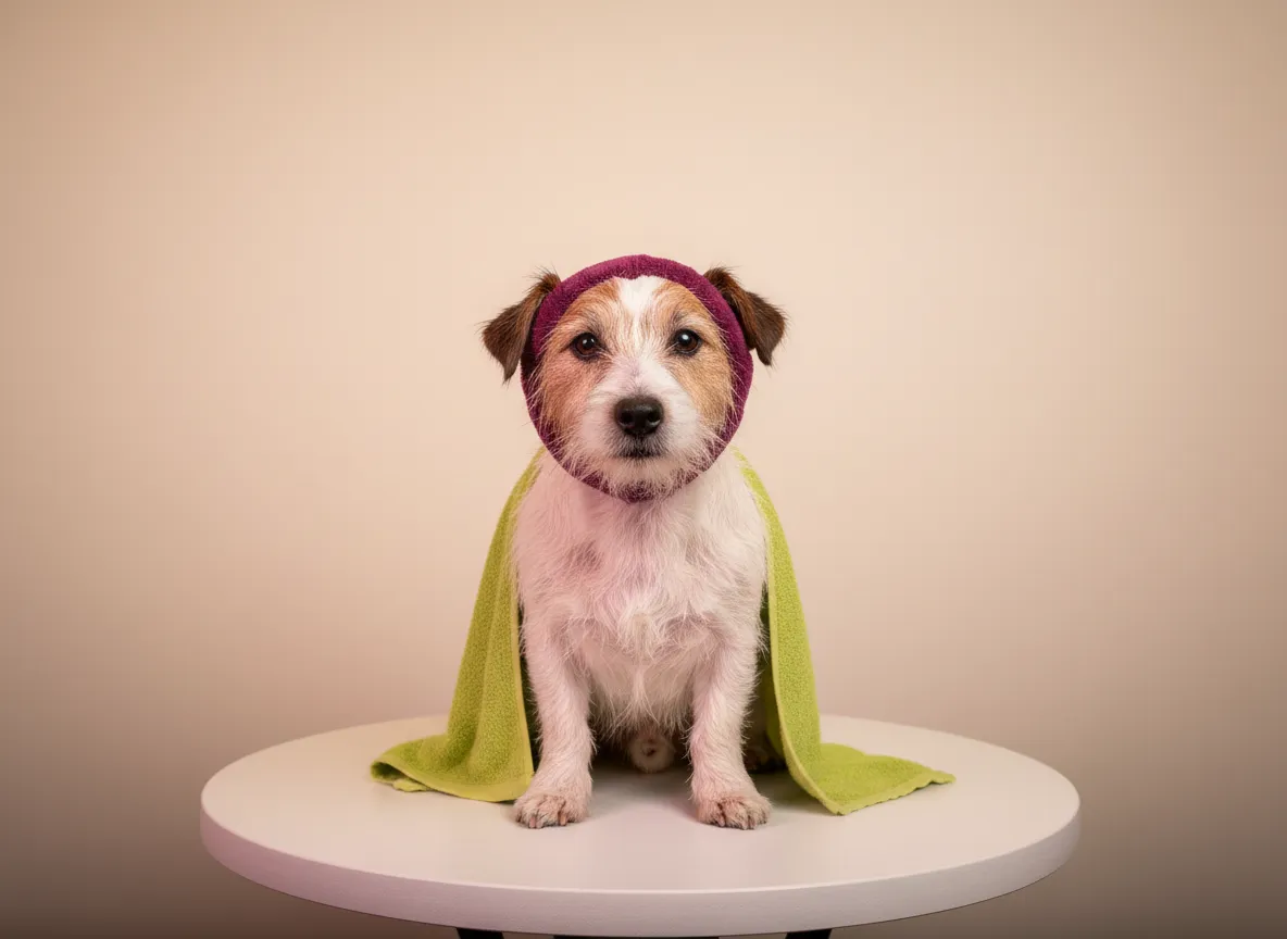 Dog getting nails and spa treatment