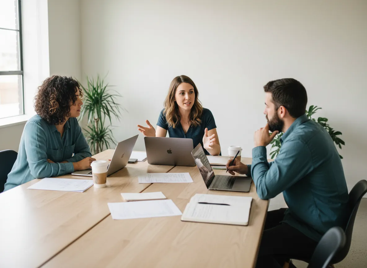 Erin collaborating with small business owners