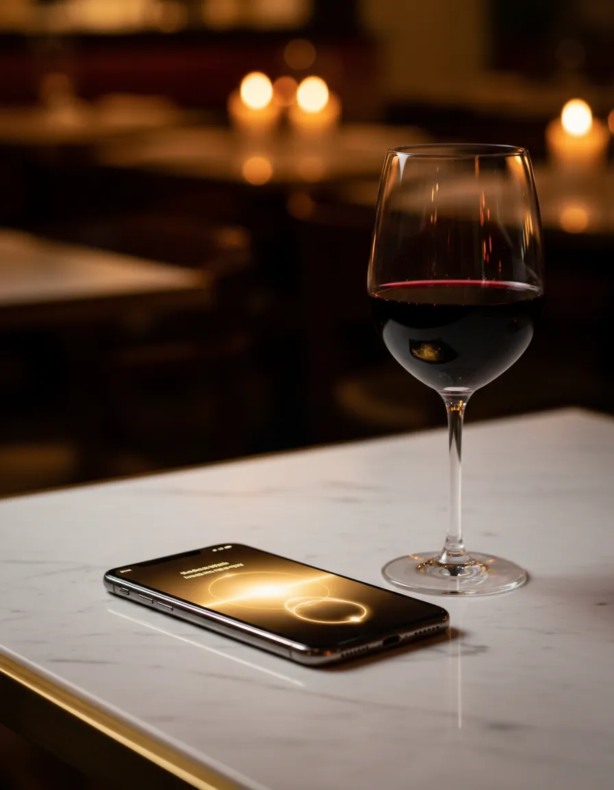 Mobile phone receiving a personalized SMS offer from a restaurant