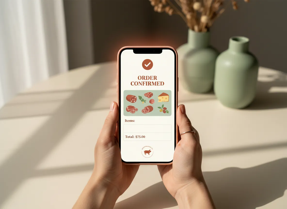 Seamless checkout interface for charcuterie businesses