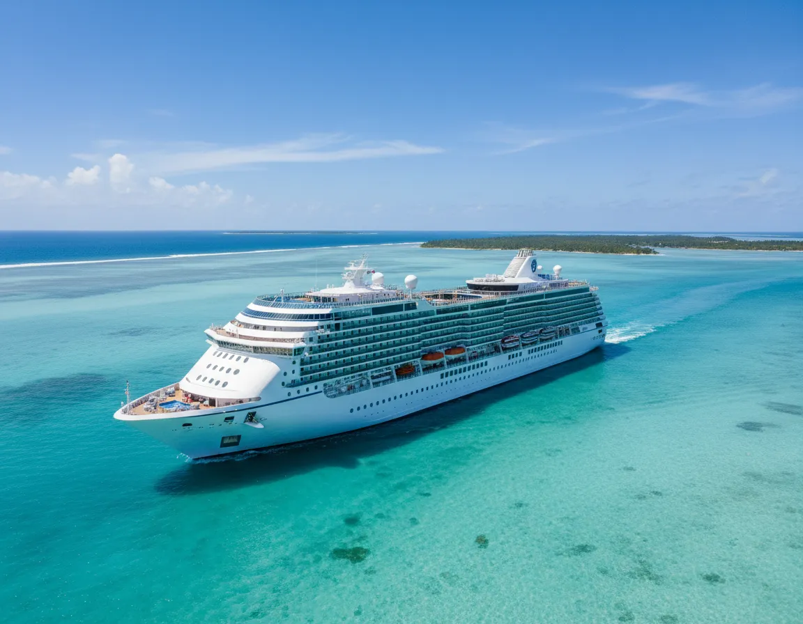Cruise ship on Caribbean water