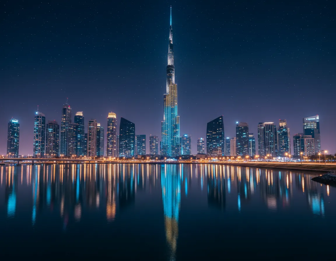 Dubai skyline at night