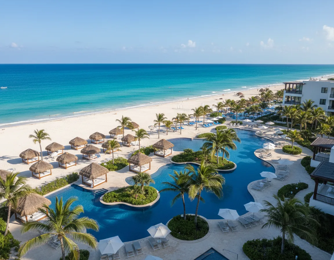 Cancún beach resort with turquoise water