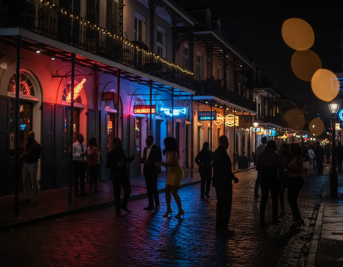 New Orleans French Quarter street at night