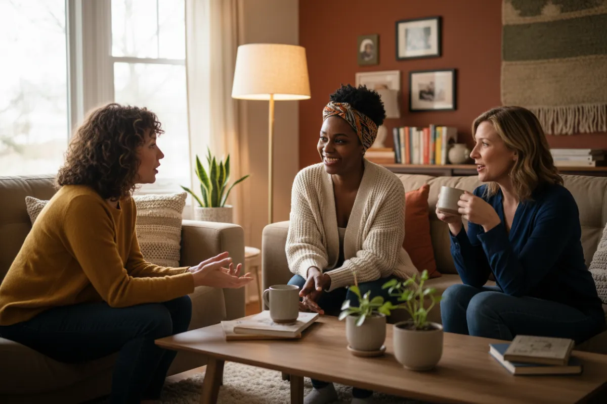 Photo of women talking in a room