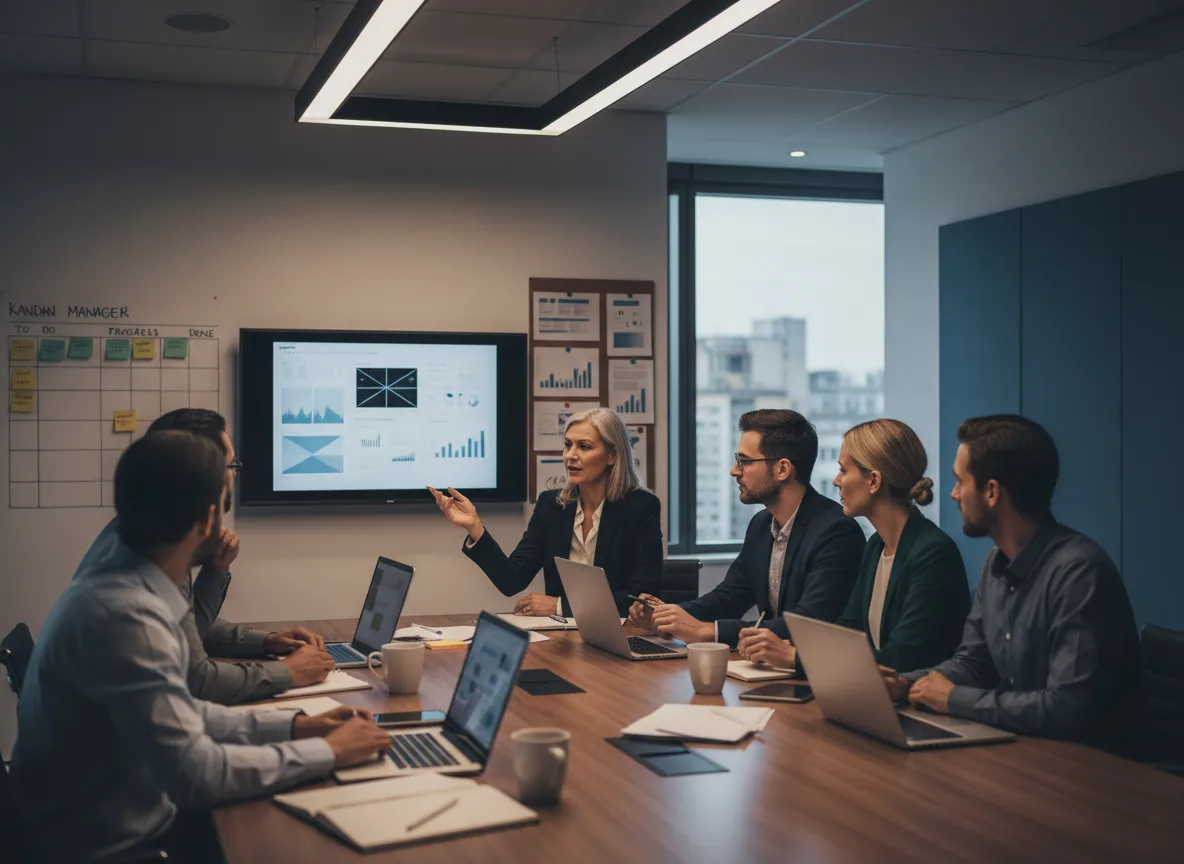 Product manager collaborating with engineering and design