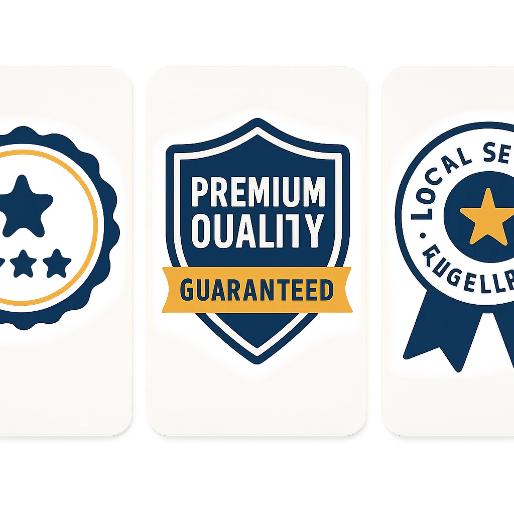 Sacramento roofing certifications and review logos including GAF and BBB