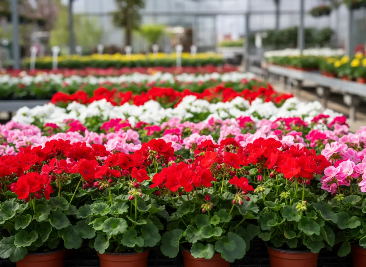 Színes cserepes virágok közelről