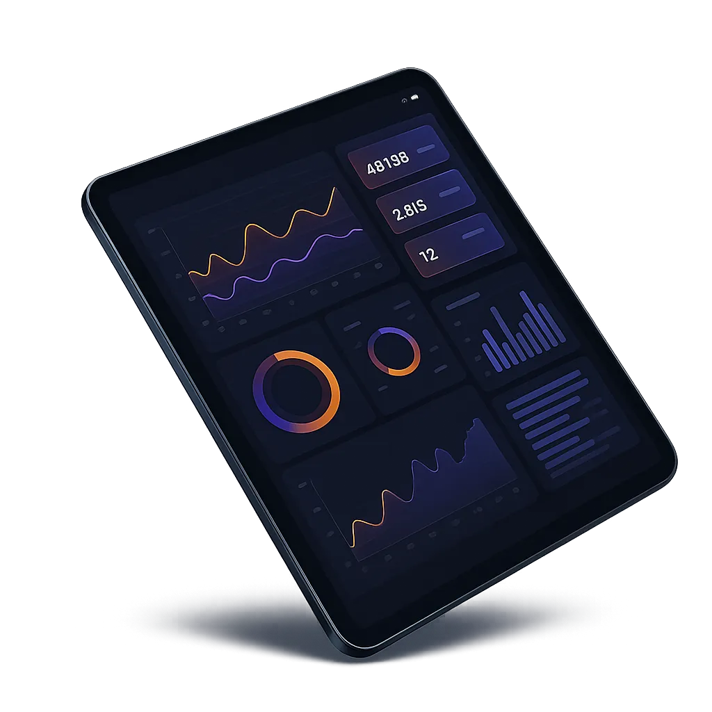 Floating interactive sales dashboard tablet
