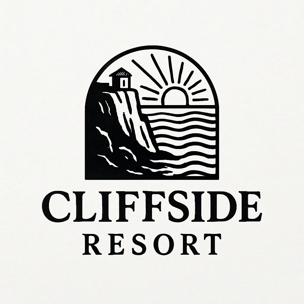Cliffside resort monochrome logo
