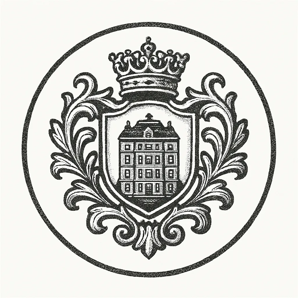 Historic luxury hotel crest monochrome logo