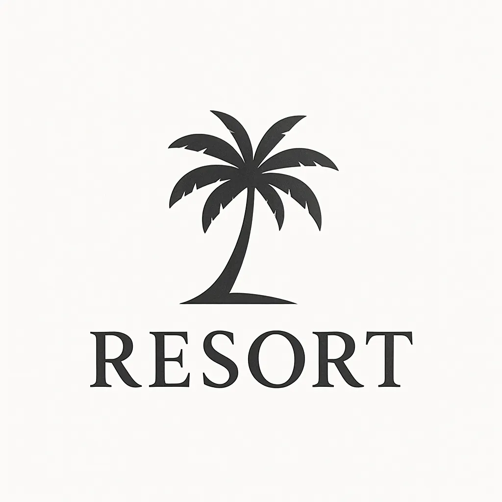 Contemporary resort palm and serif logotype logo