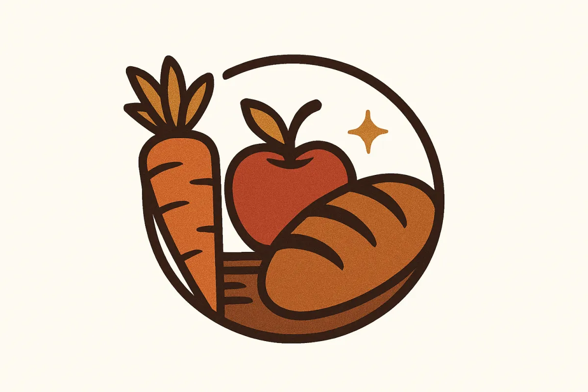 Local grocer logo with warm tones and gold accent