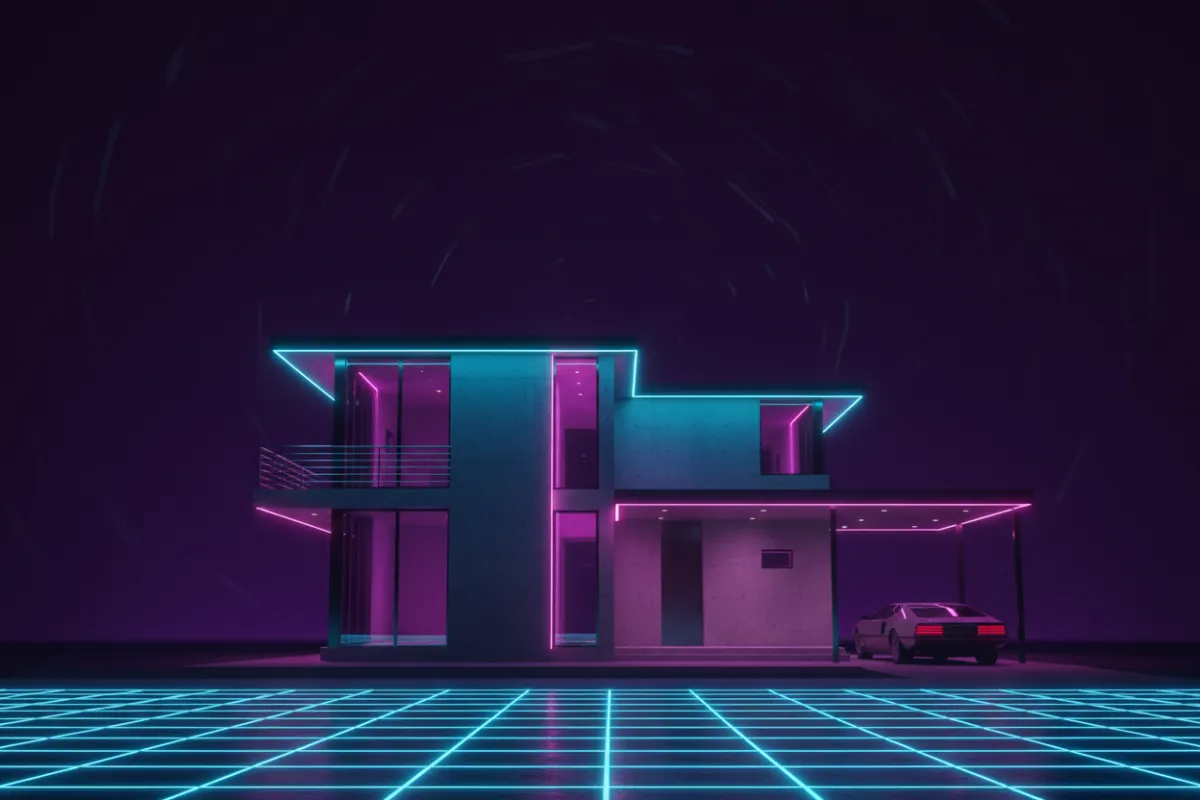 Retro synthwave real estate property Austin