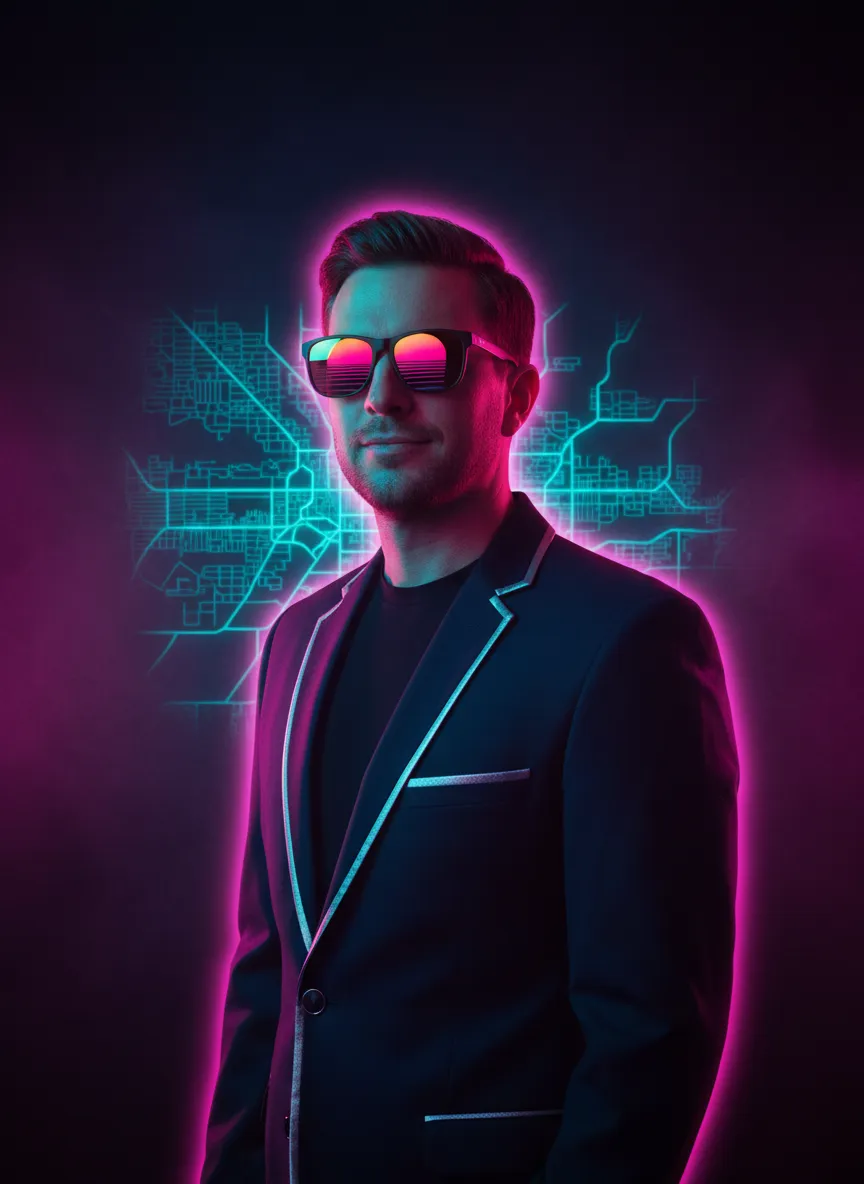Retro styled portrait of Jason Sousa, Henry Hatton Group