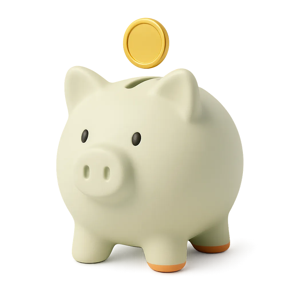Floating 3D Feature Block of a modern house or piggy bank showing mortgage savings