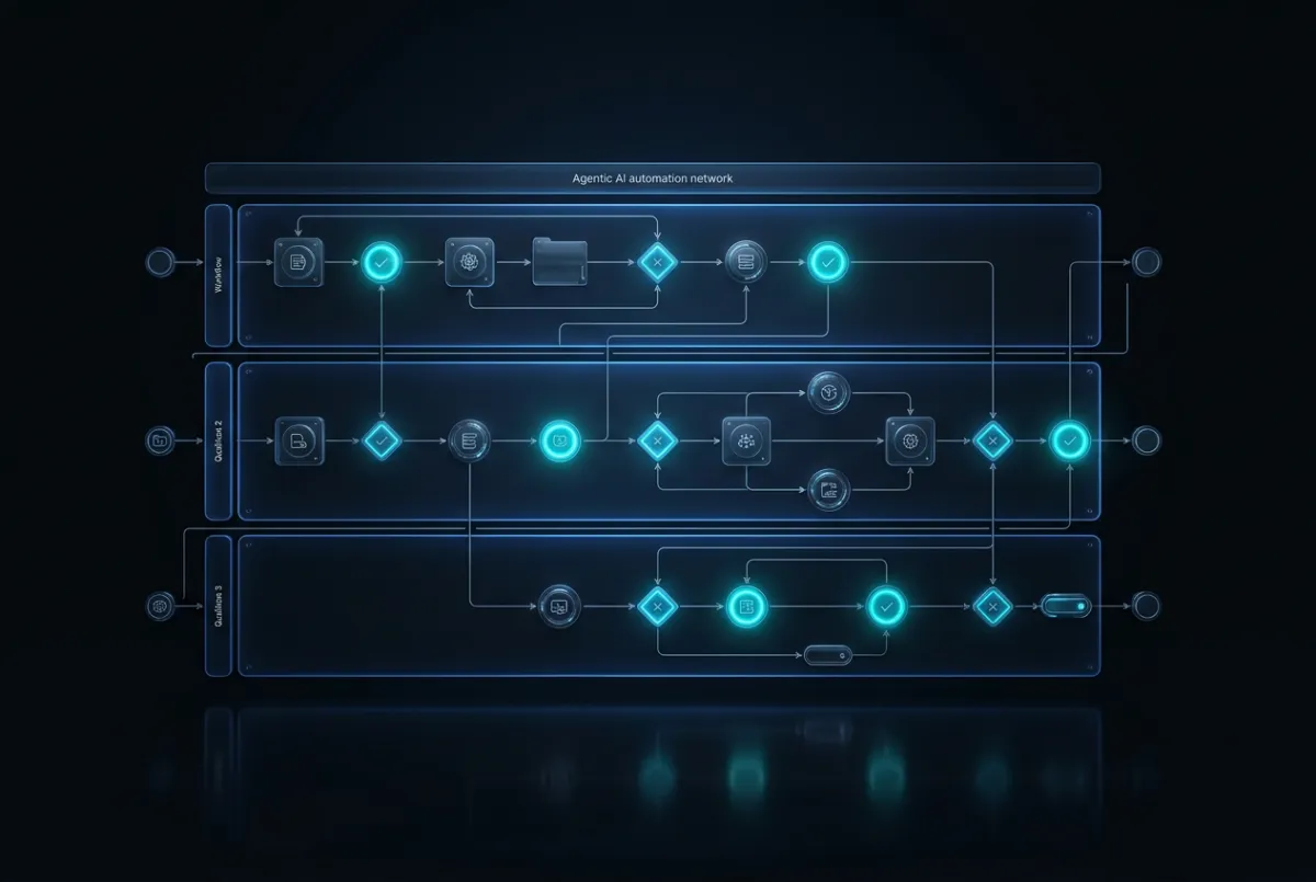Agentic AI Automation console schematic showing real-time lead qualification workflows