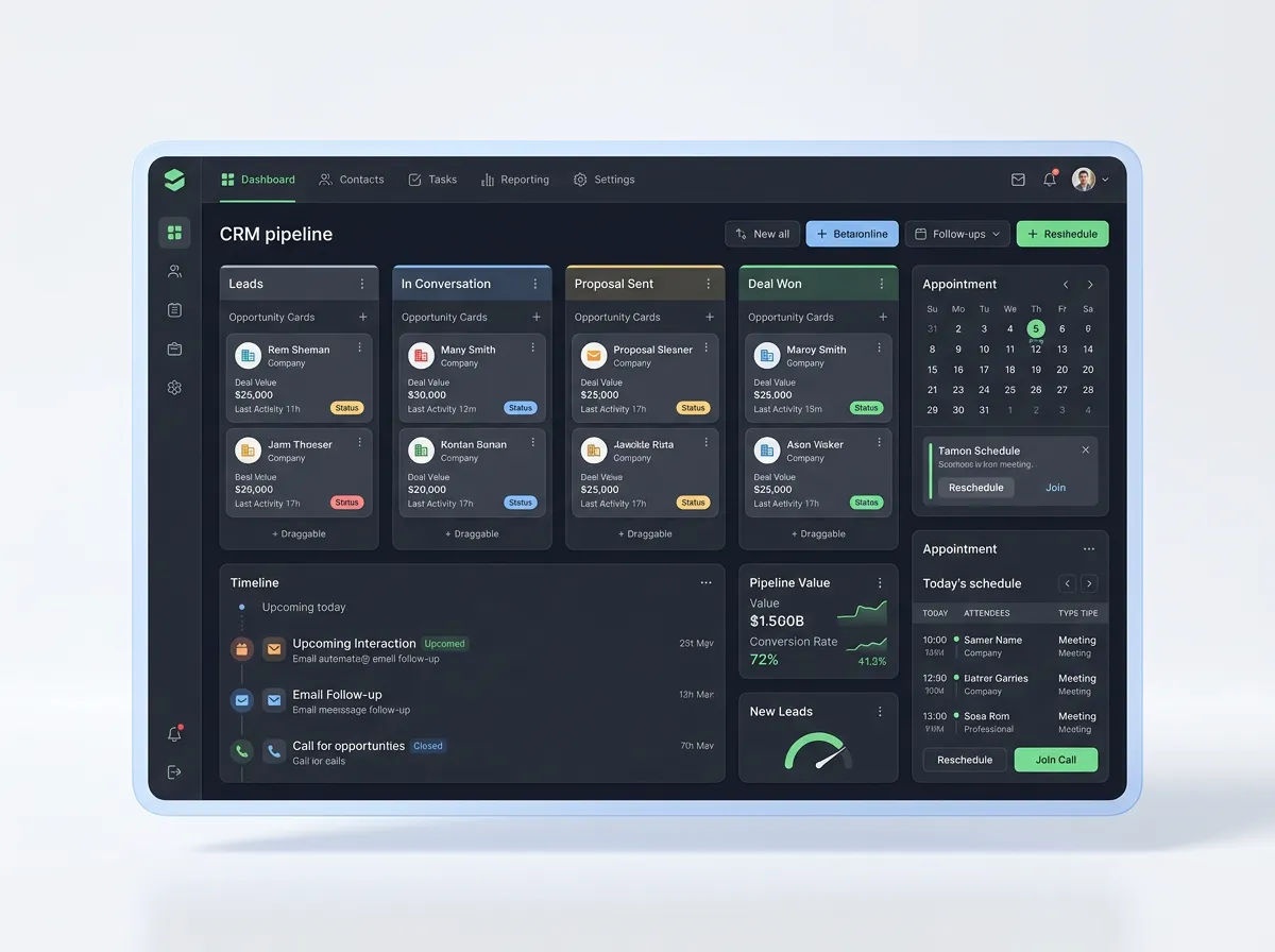 Modern CRM and Automation Dashboard Interface