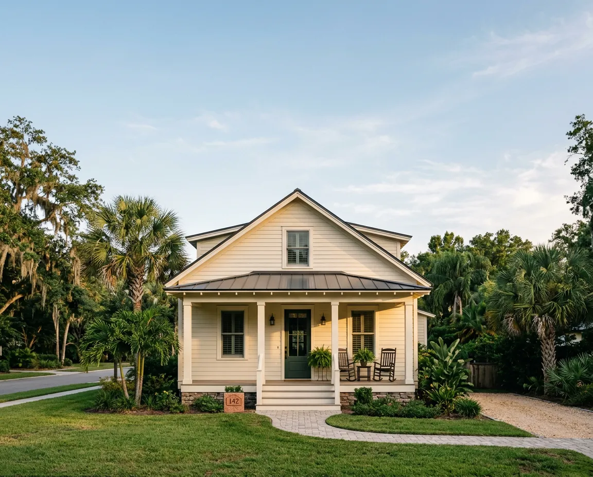 Well-maintained Florida coastal residential home exterior in warm natural light