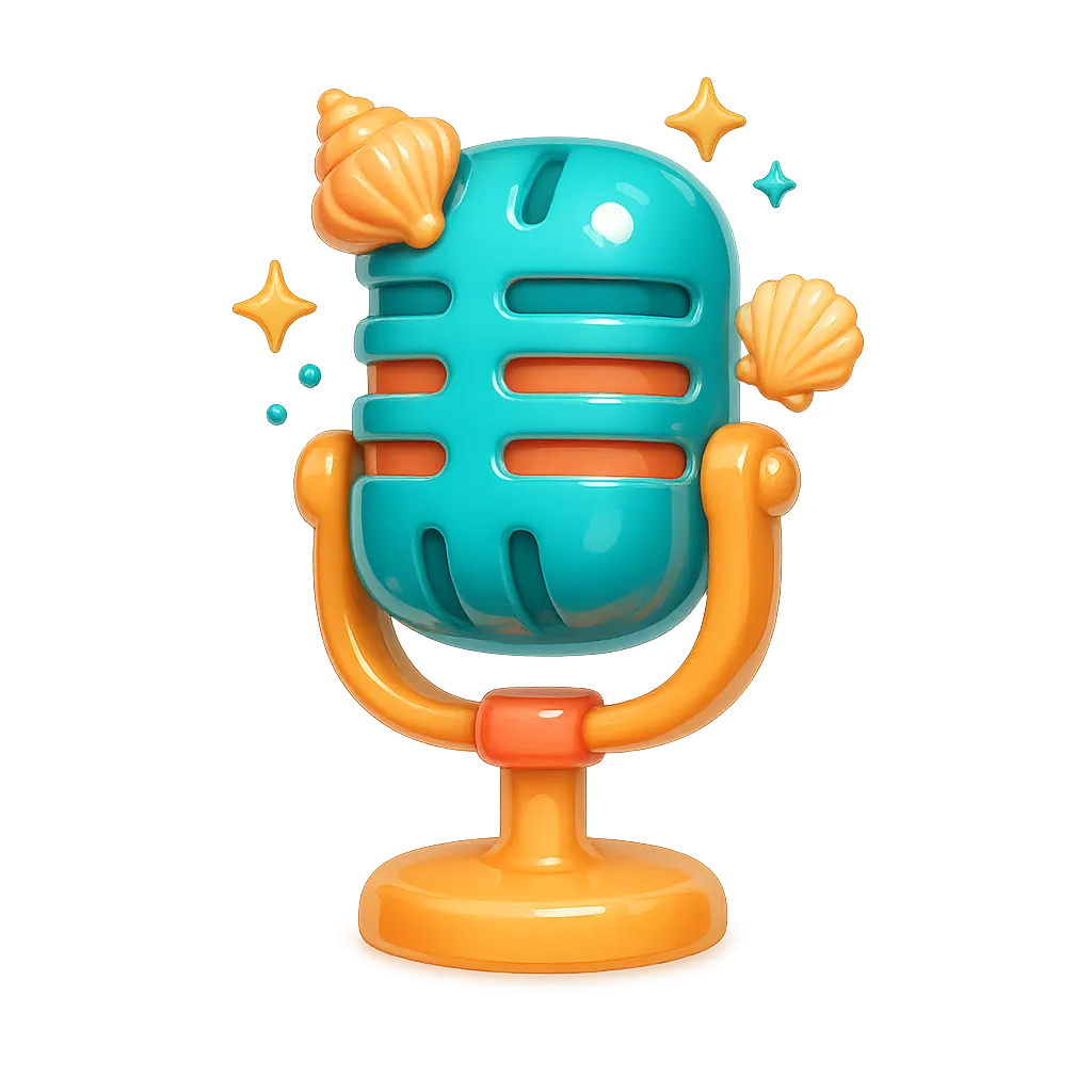 3D rendered golden microphone icon in high gloss