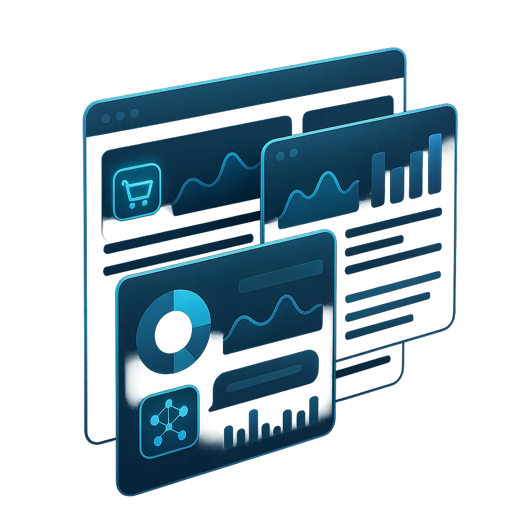 Dashboard-Style Hero Visual mockup of KatibSchool SmartLaunch platform showing Shopify and Meta Ads analytics