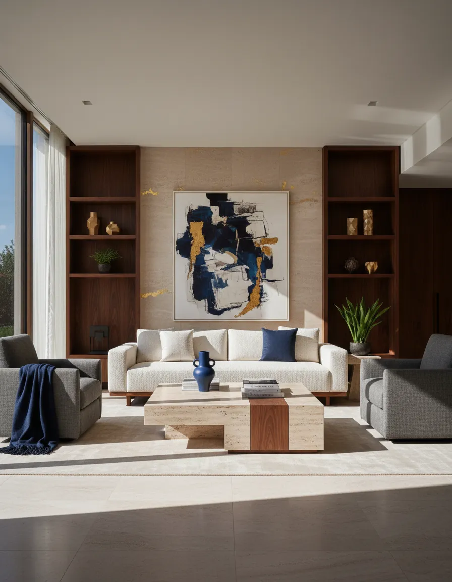 Modern living room representing a passive real estate investing lifestyle
