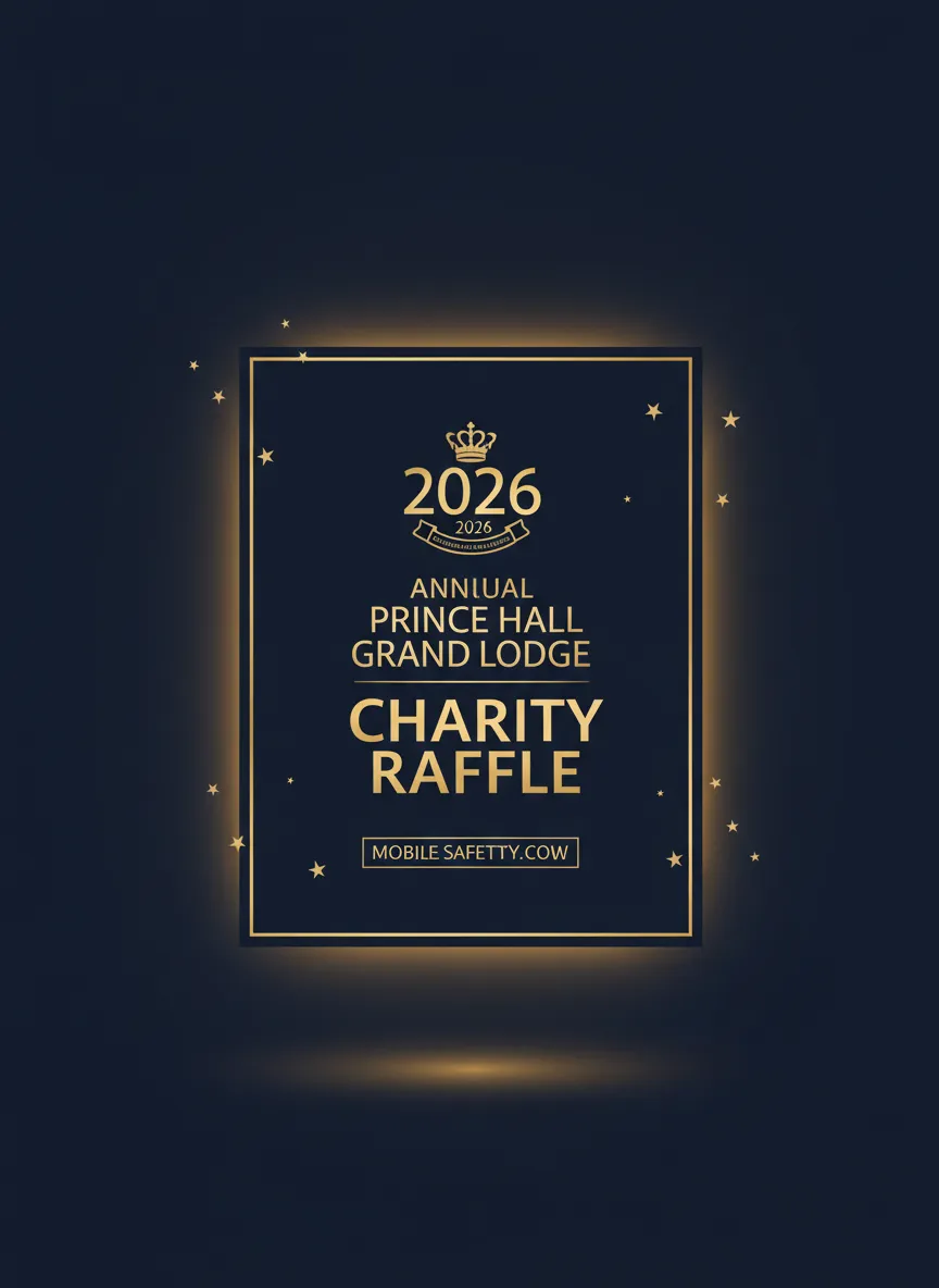 Official 2026 Annual Prince Hall Grand Lodge Charity Raffle graphic