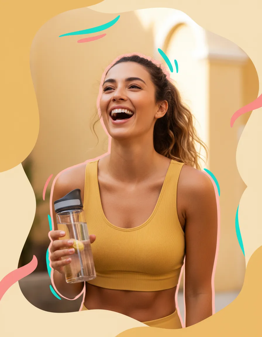 Woman wearing bright electric workout top