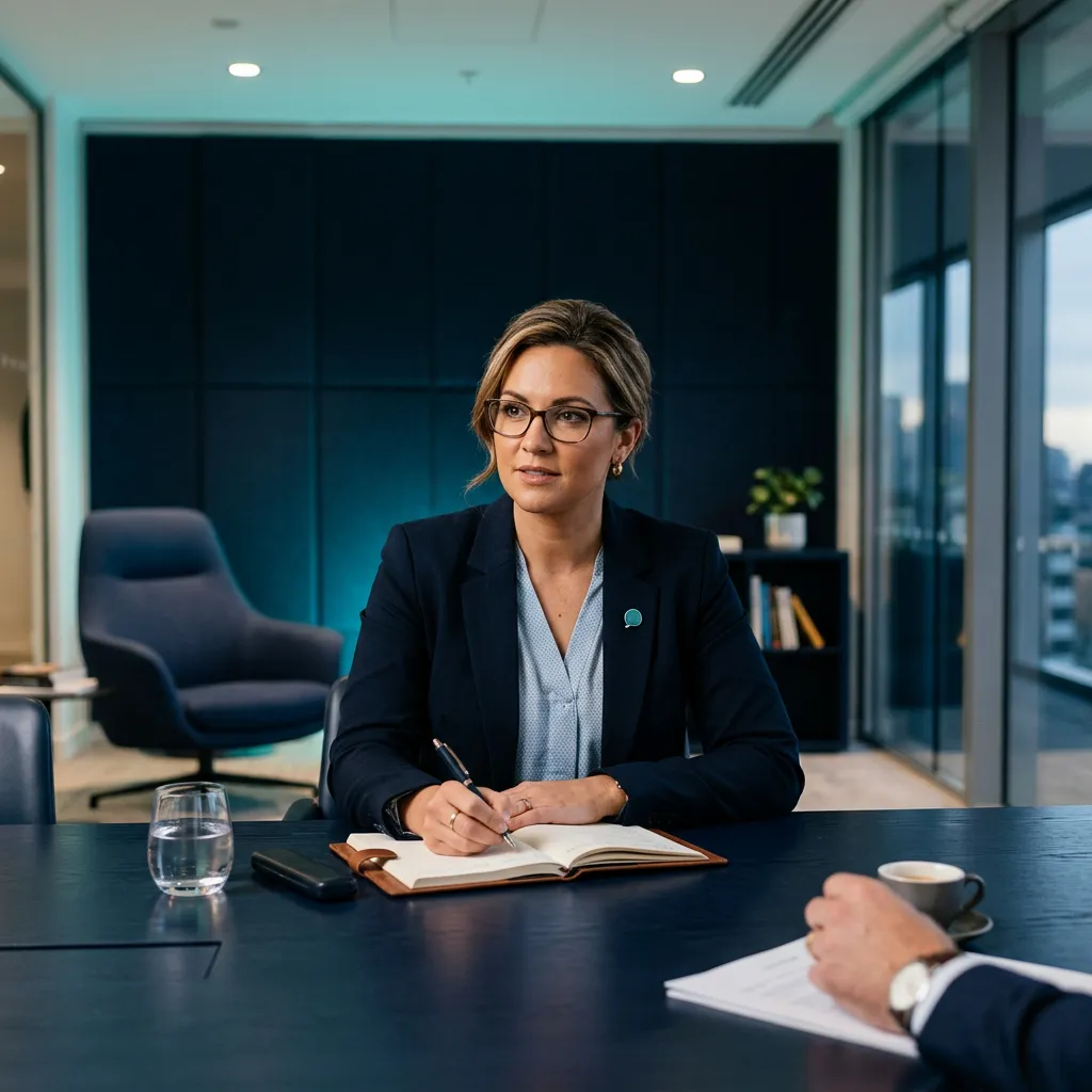 Professional corporate consultation session with experienced executive advisors discussing client strategy