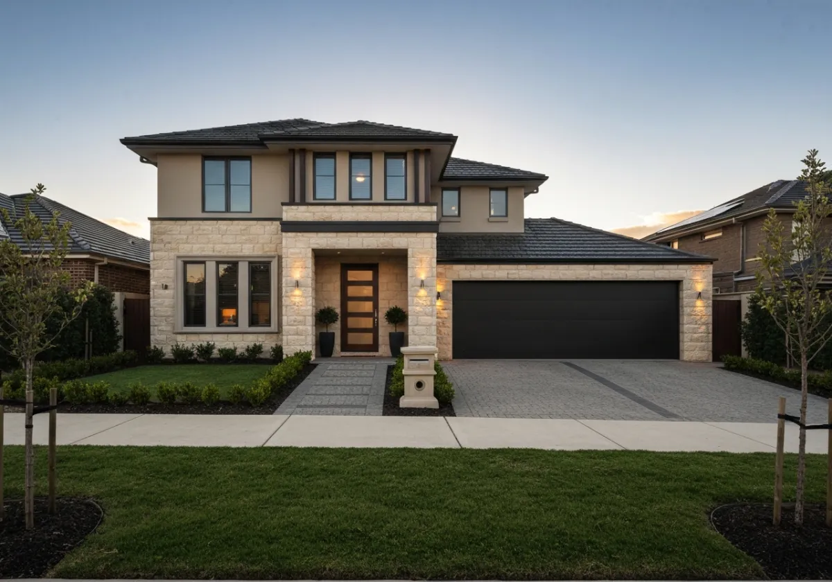 Luxury home facade corner lot