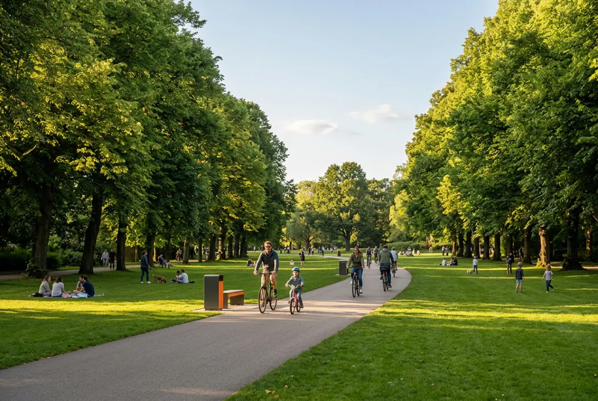 Sunlit green corridors, family cycling tracks, and lush recreational parklands