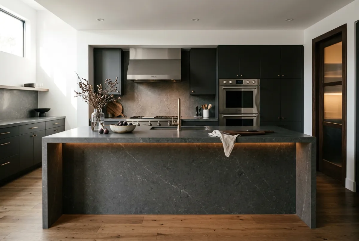 Gourmet Kitchen with stone benchtops and European appliances
