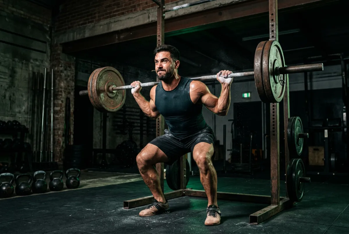 Athlete in deep focus during high-intensity training session