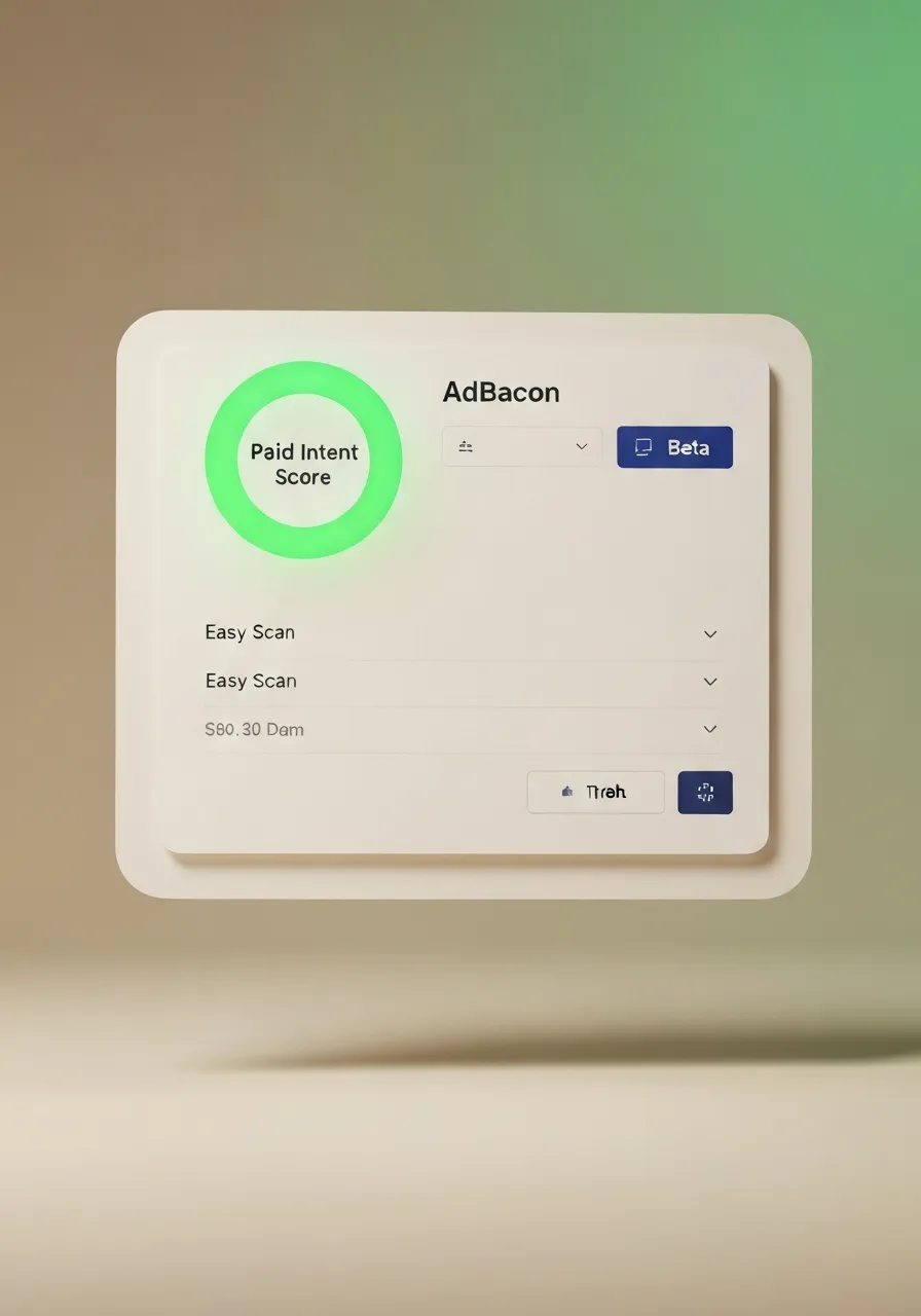 AdBacon Chrome Extension Interface showing Paid Intent scores