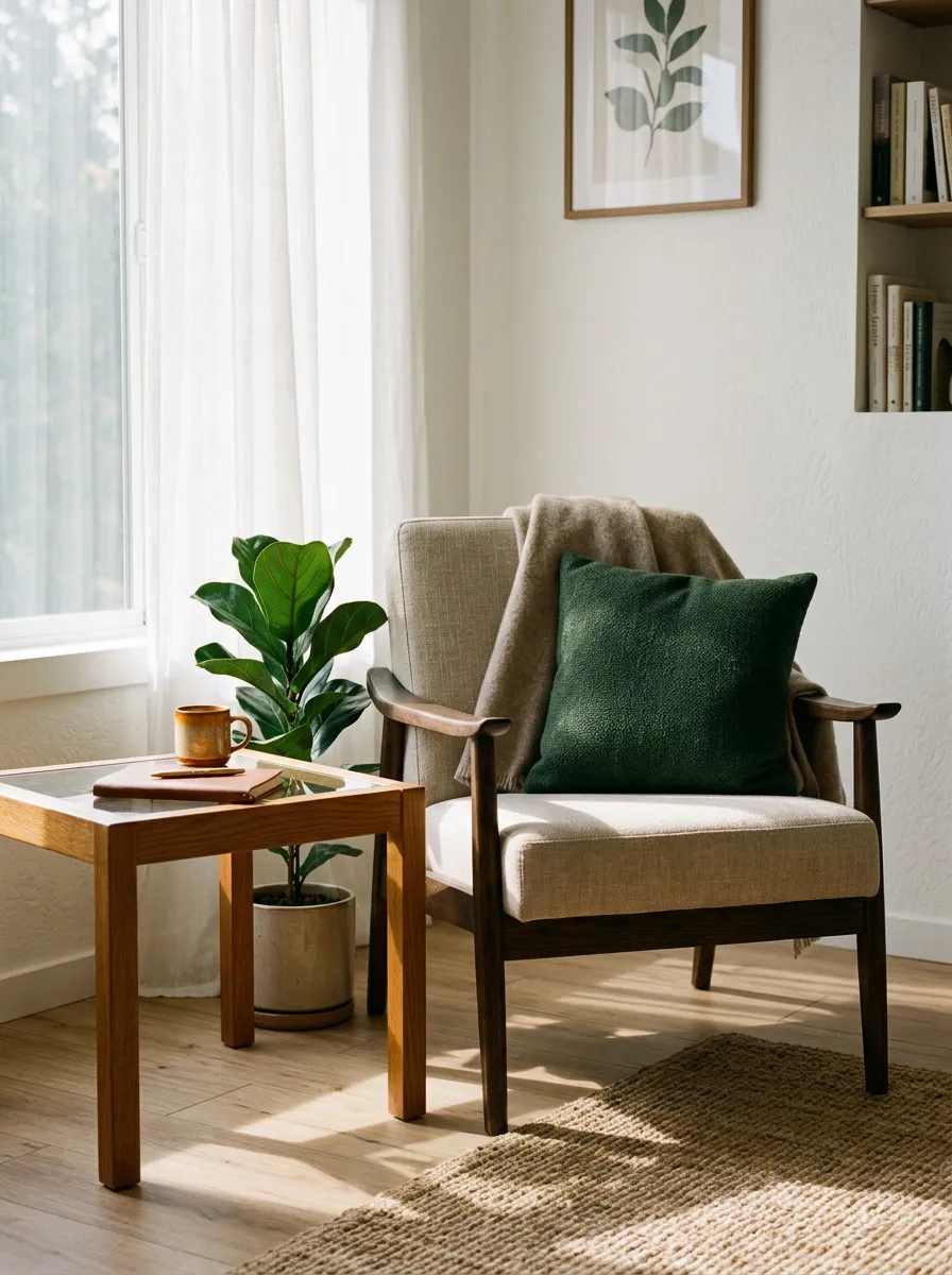 Christian life coach offering peaceful, contemplative counsel in a warm sunlit space
