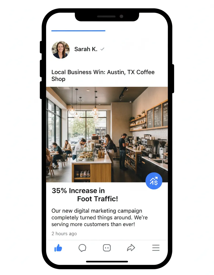 student win screenshot showing local business results