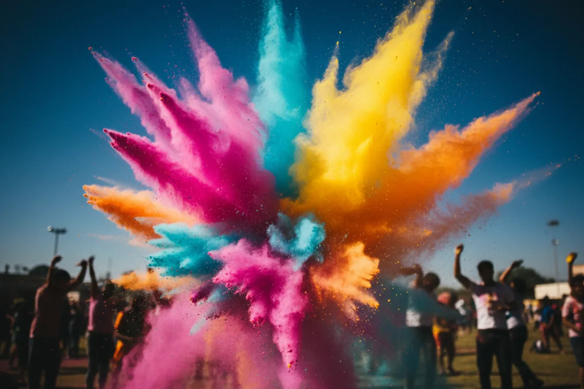 Multicultural Wedding with Holi powder explosion