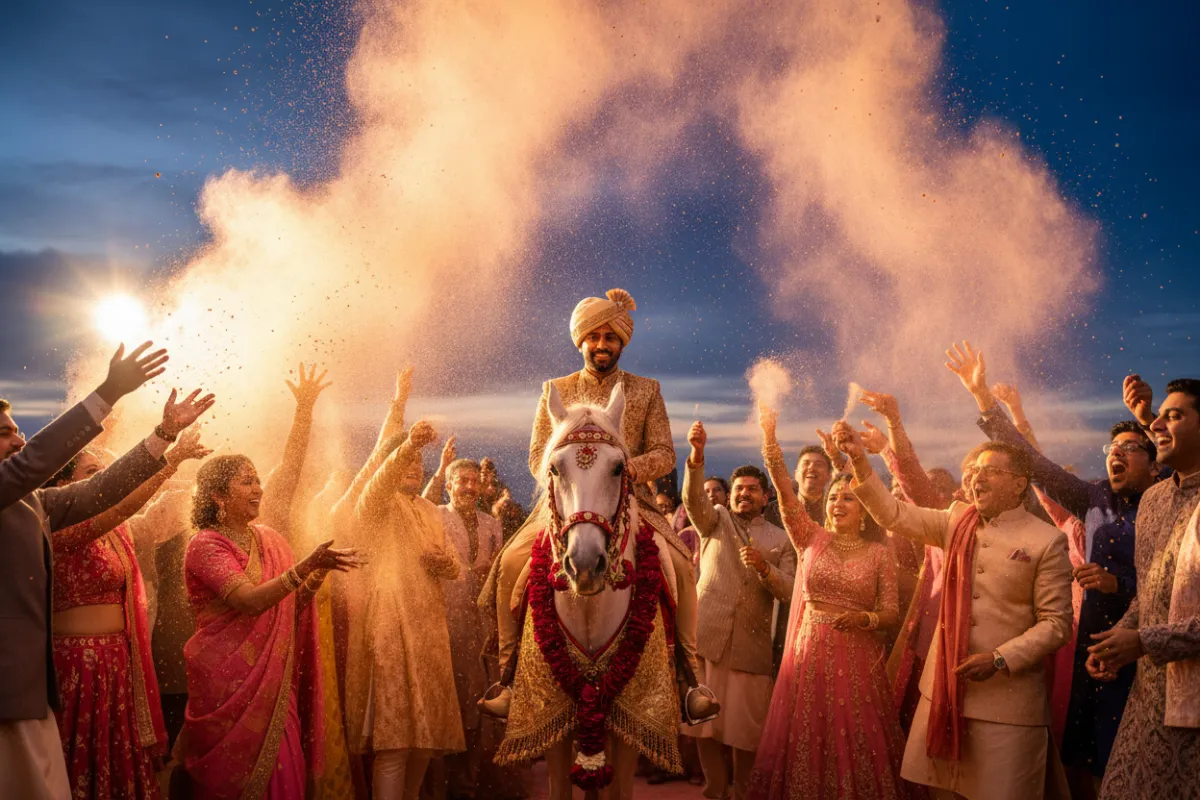 Baraat Entrance color powder explosion