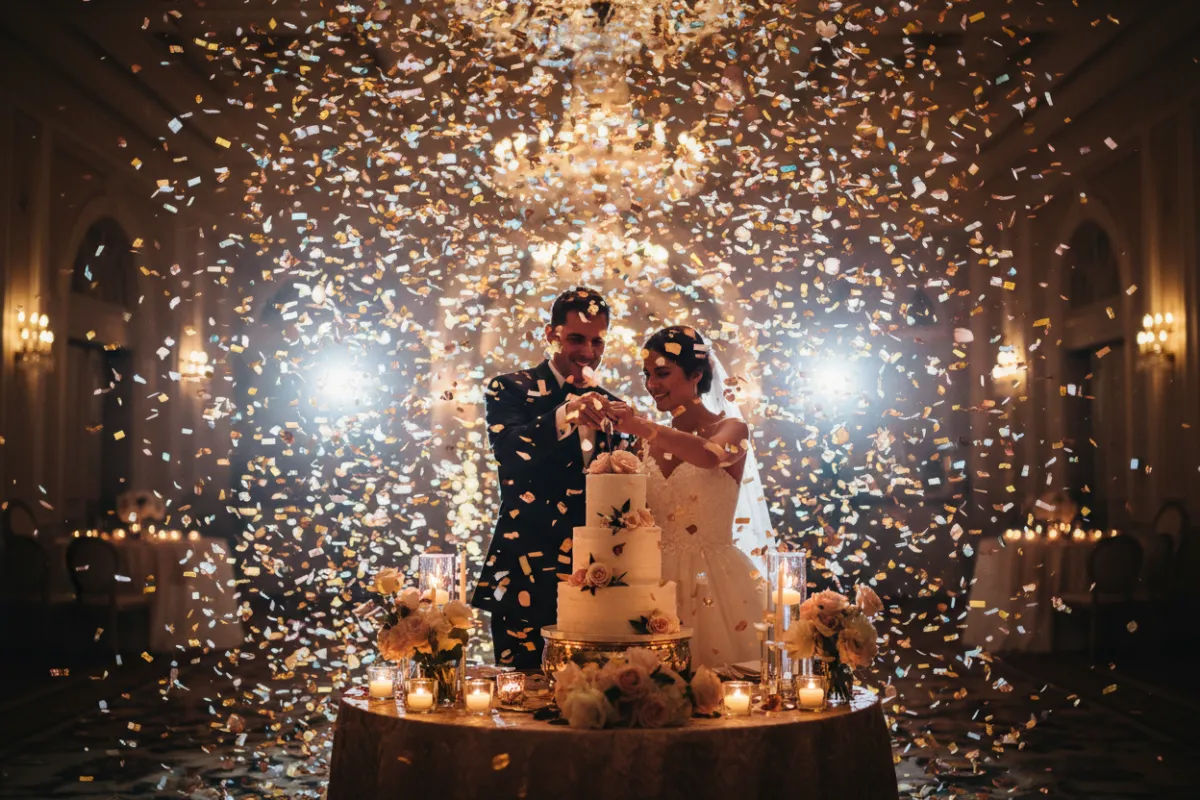 Cake Cutting Confetti Moment