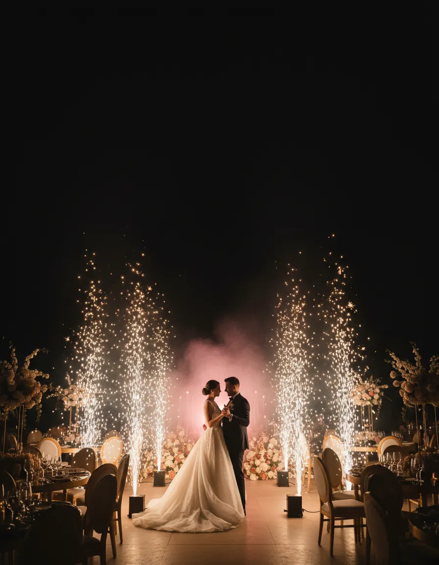 Luxury Resort Wedding Fireworks in Riviera Maya