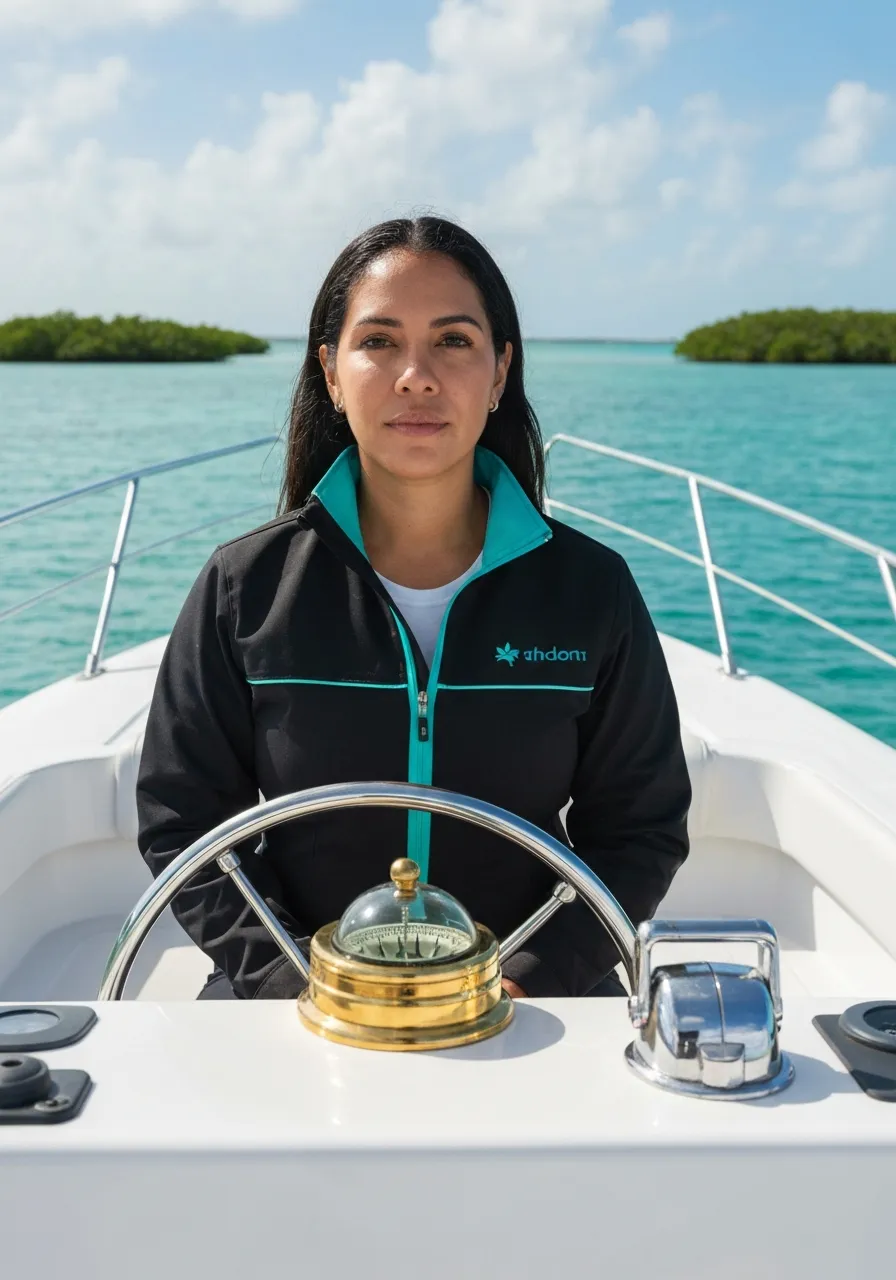 Captain Nicole warmly welcoming guests aboard her charter boat in La Parguera.