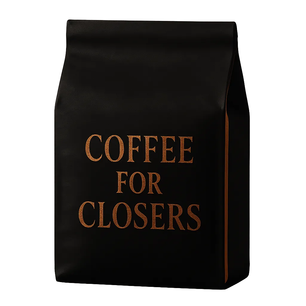 Coffee for Closers branded bag