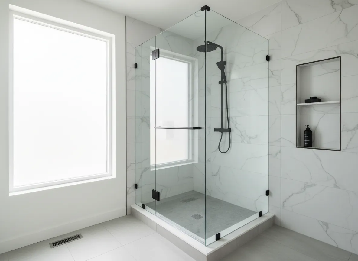 Modern replacement shower in Toledo bathroom remodel