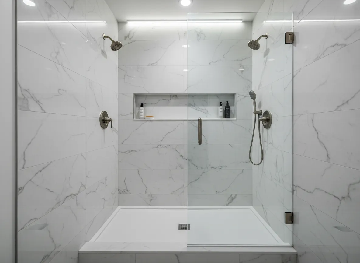 Modern walk-in shower after remodel