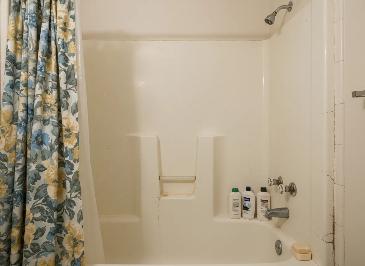 Outdated bathtub before remodel