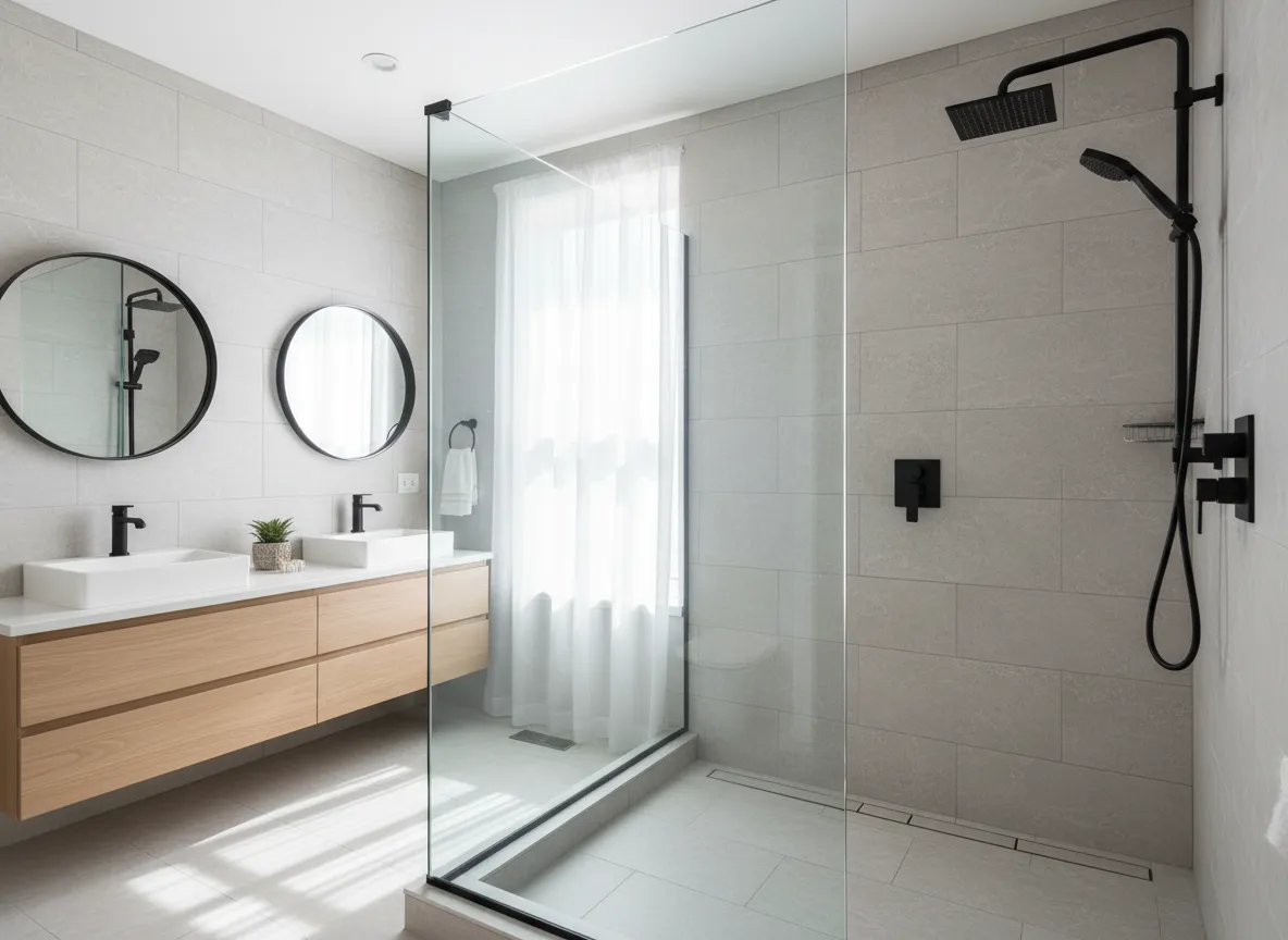 Modern custom bathroom remodel in Toledo home