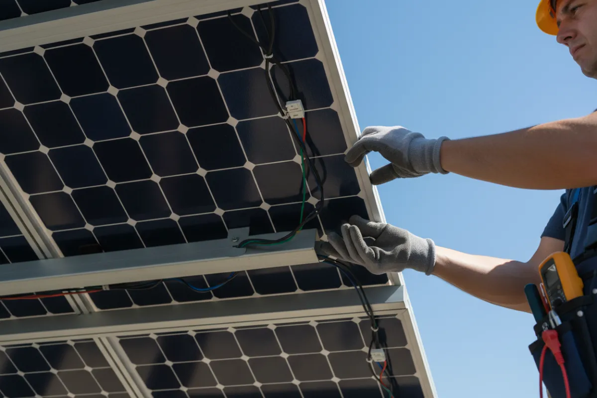 Close-up of solar panels installed on a home
