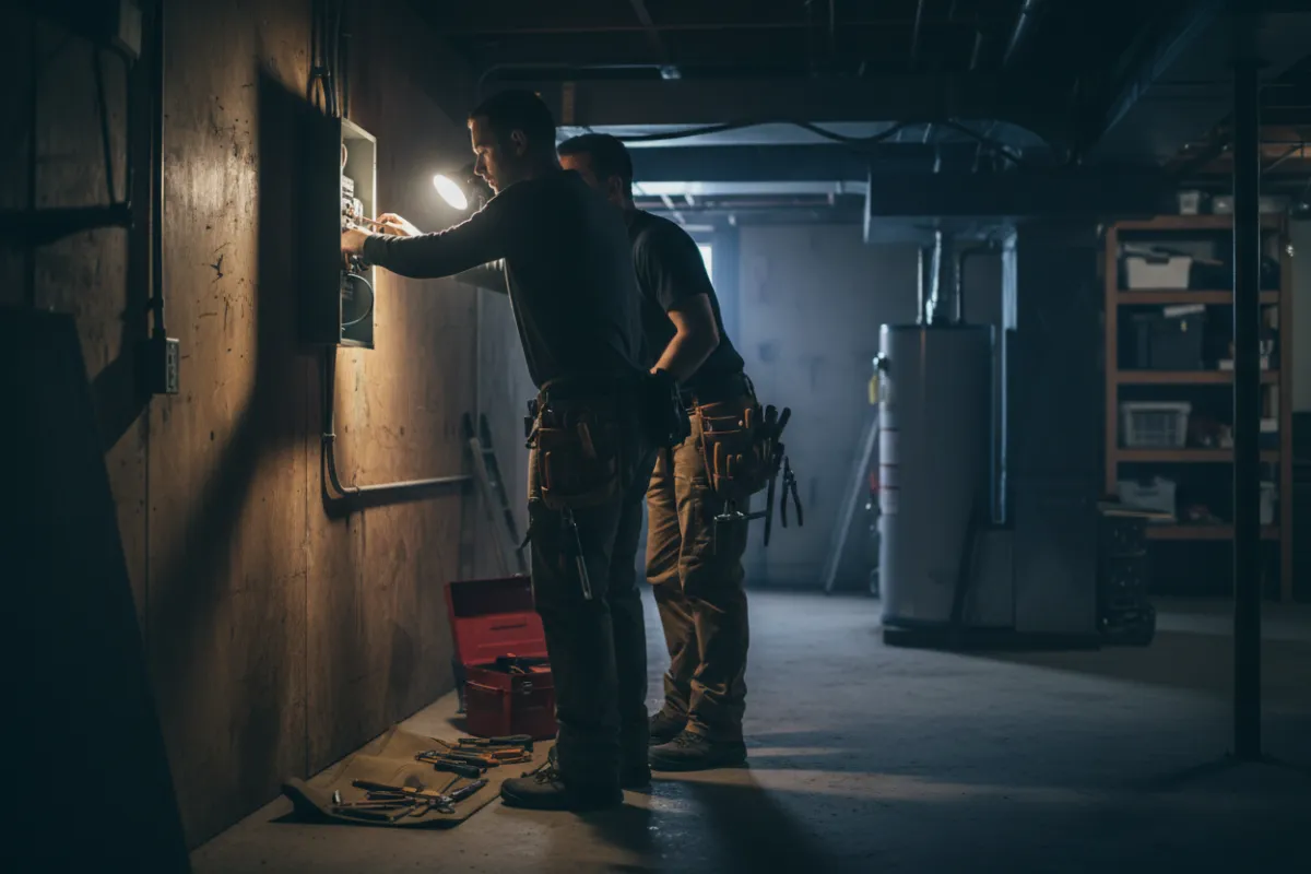 Electrician onsite installing an electrical panel