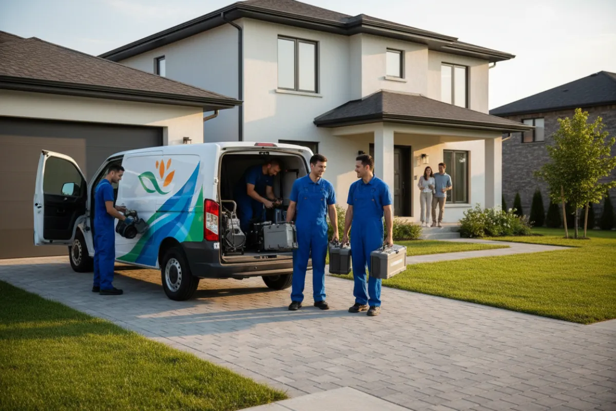 HVAC technician performing maintenance